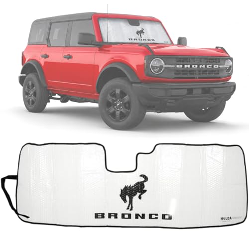Custom Fit Windshield Sunshade Compatible with 2021-2025 Ford Bronco 6th Gen - Accordion Folding Sunshield Official Logo Heat & UV Protection