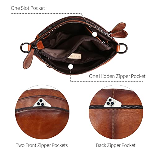 Heshe Leather Purses For Women Vintage Crossbody Small Satchel Designer Shoulder Handbags For Ladies(Brown) #TOP7