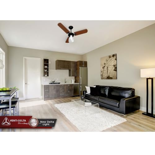 Venti-Delta Ventilador de Teto New Light 3 Pás Padrão Mogno 220 V C3V, 383223, 130 W, Preto