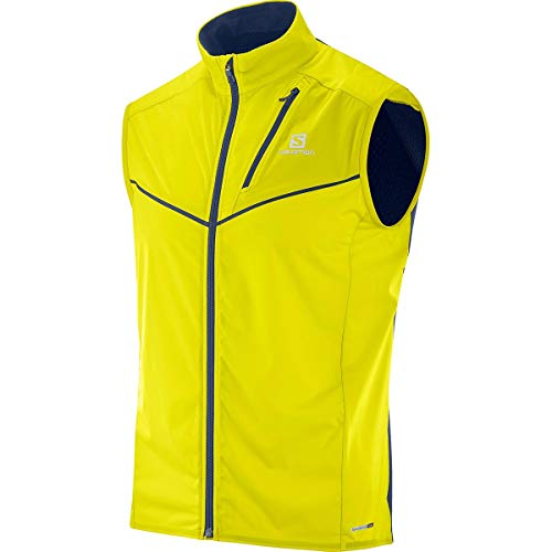 Chaleco Salomon RS Light Vest M amarillo para entrenar con frío al amanecer