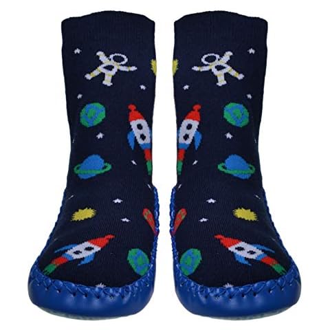 Space Design Boys Moccasin Non-Slip Socks Cover