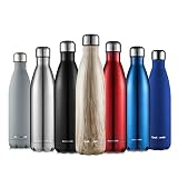 CMXING Thermo Gourde Bouteille d'eau en Acier Inoxydable Isolée Double Paroi-Bouteille Isotherme, Bois, 750 mL