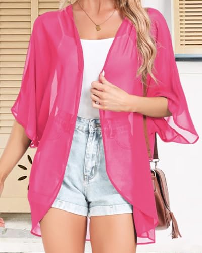 Image of Women Kimono Cardigans Casual Summer Tops Cover up Open Front Floral Print Resort Wear 2026