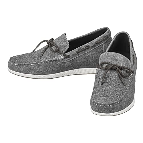 CALTO Men's Invisible Height Increasing Elevator Shoes - Grey Denim Slip-on Lightweight Casual Loafers - 2.4 Inches Taller - S1101 - Size 10 D(M) US4