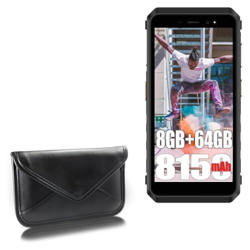 BoxWave Case Compatible with Ulefone Armor X11 Pro - Elite Leather Messenger Pouch, Synthetic Leather Cover Case Envelope Design - Jet Black