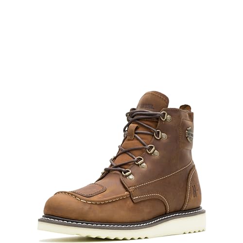 Harley-Davidson FOOTWEAR Men's Hagerman Leather Motorcycle Wedge Boot, Brown, 9.5