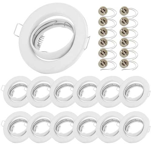 sweet led® 12 er-Set Einbauleuchtenrahmen inkl. GU10 Fassung Einbauleuchten schwenkbar Rahmen Einbauspots Einbauleuchten (weiß - rund)