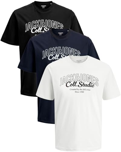 JACK & JONES Herren T-Shirts im 3er-Set Multipack S-7XL (Regular Fit Mix 2, XL)
