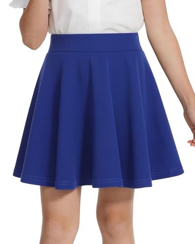Hvididan Royal Blue Skirt for Girls,Girls Uniform Pleated Skirts School Flare Mini Skater Skirts for Kids Girls Size 7-8