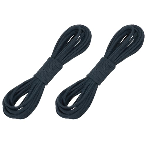QUARKZMAN 2 Piezas De Cuerda Plana Fina De Cuero Sintético De Ante, 2.6mm X 5.5 Yardas, Hilo De Cuerda De Cuero para Fabricación De Joyas, Collares, Pulseras, Manualidades DIY, Negro Claro