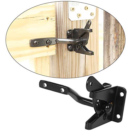 2 Pack Self Locking Gate Latch for Wooden Fence, Gate, Door, Automatic Metal Gravity Lever, Powder Coated Door Buckle, Black - Image 8