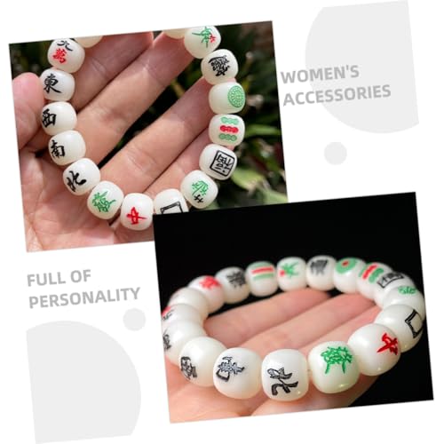 Pulsera de Abalorios Estilo Mahjong Chino Único miniatura 3