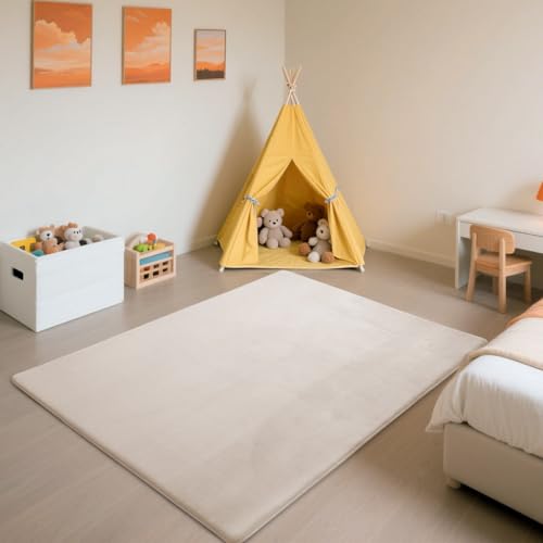 SETHEPACE 3CM Thick Baby Crawling Mat, Cream Baby Play Mat 120x120 CM, Thick Rug for Living Room, Bedroom, Kids Room, Nursery, Soft Babies Mats for Floor Play with Non-slip Backing