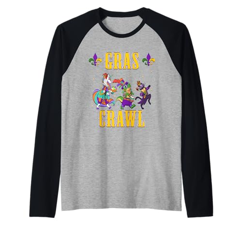 Desfile de Mardi Gras Crawl Krewe Nueva Orleans Nola Camiseta Manga Raglan