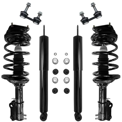 Image of Detroit Axle - 6pc Struts Shocks Kit for 2002-2005 Kia Sedona Complete 2 Front Struts with Coil Spring 2 Sway Bar Links 2 Rear Shock Absorbers