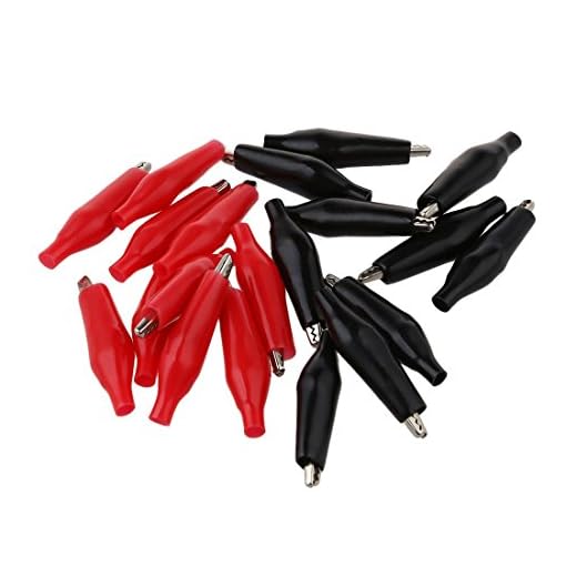 SODIAL (R) 20 piezas Negro y rojo Plastico suave Revestido Prueba de la sonda de prueba de cocodrilo