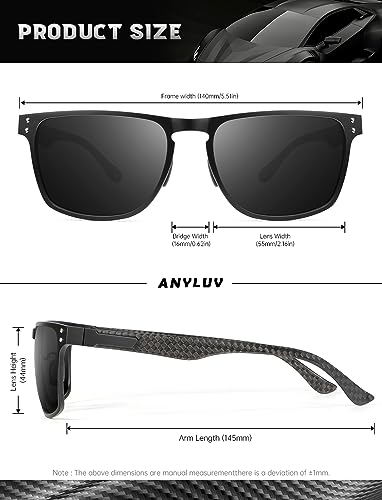 Image of ANYLUV Mens Sunglasses Polarized Upgraded Carbon Fiber Temple Sun Glasses Fashion Driving with UV Protection