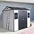 8 x 6ft Resin Outdoor Storage Shed Waterproof Shed with Floor & Two Windows & Lockable Door, Tool Shed for Garden, Patio, Backyard (Grey White)