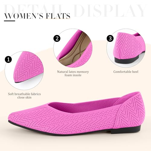 Image of Pointed Toe Flats for Women Knit Ballet Flats Women's Comfortable Dress Shoes Casual Business Work