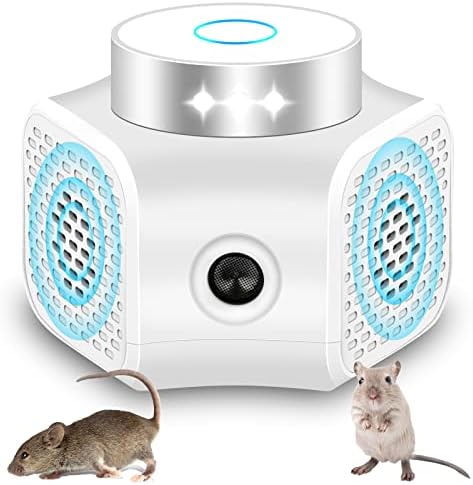 Mice Repellent Ultrasonic Pest Repeller Plug in Humane Rodent Repellent 4 in 1 with Ultrasounds 9 Strobe Lights Mice Repellent Indoor Rat Deterrent Wide Range for House Attic Garage RV