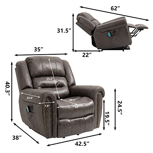 Kelria Electric Power Lift Recliner Chair Microfiber Fabric Elderly Single Lounge Sofa With Side Pocket Remote Control For Living Guest Room-Smoke Gray #TOP2