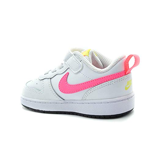 Nike Court Borough Low 2 (GS) Kids Basketball Shoes, White White Sunset Pulse Light Zitron Black 4C4