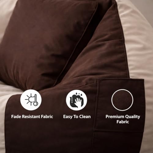 Image of Mansu-Premium Leatherette 4XL Bean Bag Cover with Footrest & Cushion (Without Beans) Cream Brown