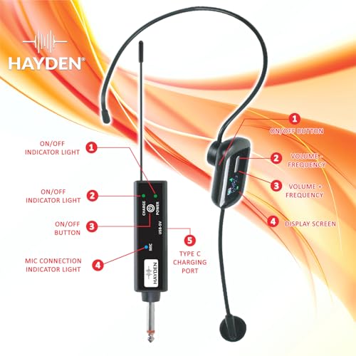 Image of hayden HY-41 Wireless UHF Headset Microphone - Head-Mounted Mic for Teaching, Livestreaming, and Conferences | Long Range, Voice Absorption, Type-C Charging, Long Battery, Crystal-Clear Sound