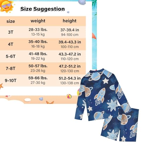 Conjunto de protección UV para niños de manga larga que evita quemaduras solares Lovely Blue rocketing Planet 3
