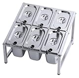 YAYREC Estación de ingredientes para pizza， Especiero comercial con juego de cuchara y tapa, estante almacenamiento for encimera cocina(B(14.2X13.7X9.8IN))