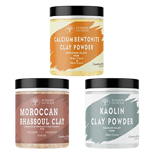Image of Forest Ocean Calcium Bentonite, Moroccan Rhassoul & Kaolin CLay For All Skin Type - 150g Each Pack Of 3