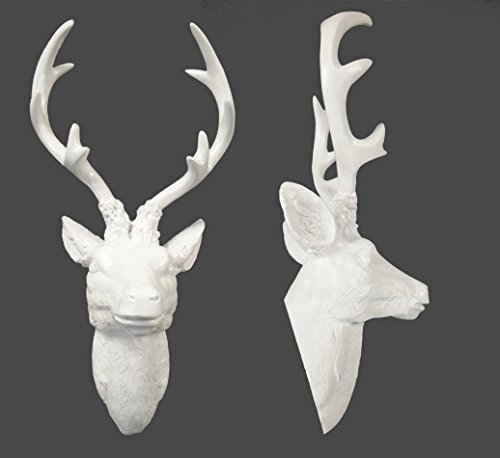Hirschgeweih Hirschkopf Geweih 10-Ender in Weiss ca. 30x18x40cm