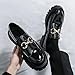 Men's Patent Leather Chunky Platform Penny Loafers with Metal Decoration Slip-On Lug Sole Dress Business Work Shoes Daily Non-Slip Shock Absorbing Casual Shoes (White and Black,14)