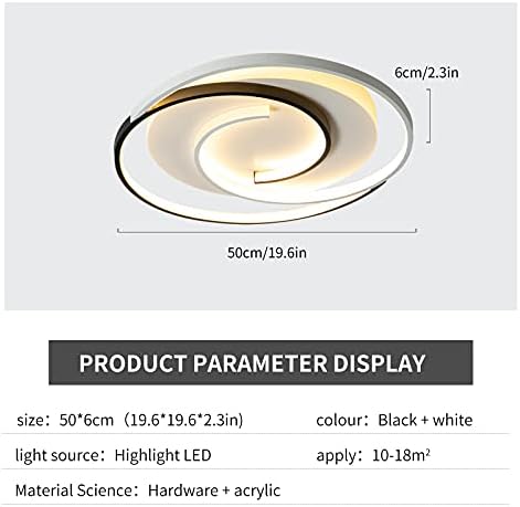 Schindora Modern LED Ceiling Light 36W 50cm with Remote Control, Geometry Round Black White Dimmable Ceiling Lights Fitting for Living Room, Bedroom, Kitchen