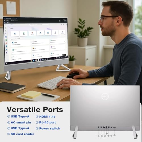 Image of Dell 27 inch FHD Touchscreen All-in-One Desktop Computer, Intel Core 7-150U(Up to 5.4 GHz), GeForce MX570A, WiFi 6E, Wireless KB & Mouse, Windows 11 Pro, Accessories(64GB RAM, 4 TB SSD)
