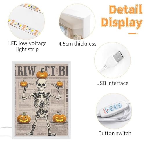 Miroir de courtoisie squelette citrouille cadeau idéal déco Halloween lumineuse
