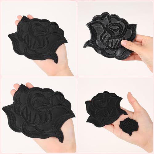 Mozeat Lens 561690_1_MARYW4BC 8Pcs Black Iron On Rose Flower Patches thumb #1