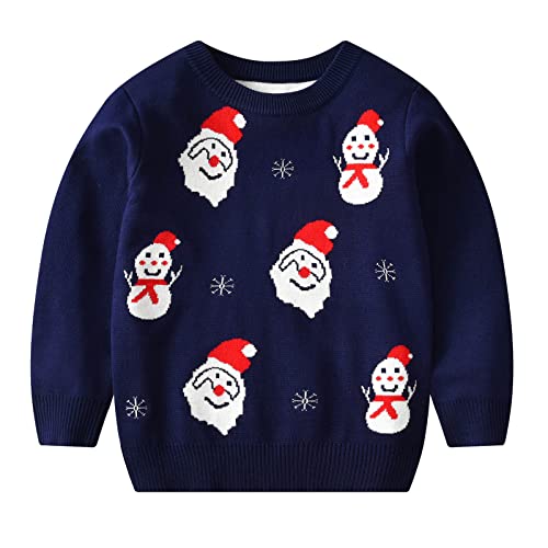 Kleinkind Jungen Mädchen Weihnachten Santa Print Warmer Strickpullover...