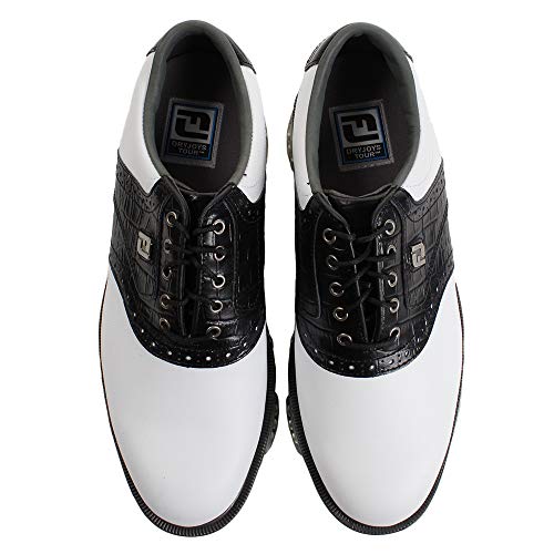 FootJoy メンズ DryJoys Tour 前シーズンスタイル ゴルフシューズ, ホワイト/ブラッククロコプリント, 10.5 X-Wide 2枚目