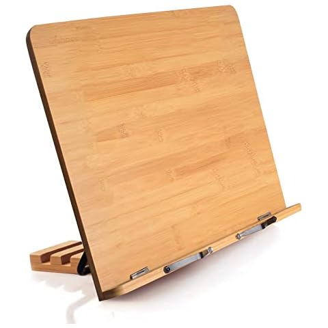 Bamboo Book Stands,wishacc Extra Large ( 19.68 x 14 inches ) Book Holders Recipe Stand for Reading Hands Free Cover