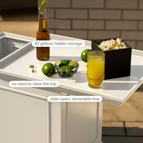 Image of Veradek Brixton Tray Table - 2-in-1 Outdoor Side Table with Storage and Tray for Patio /Porch | Durable All-Weather Resistant | Classic & Functional