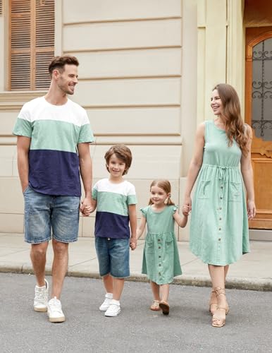 Image of PATPAT Family Matching Outfits Mother Daughter Floral Print Sleeveless Tank Maxi Dresses and Short-Sleeve T-Shirts Set