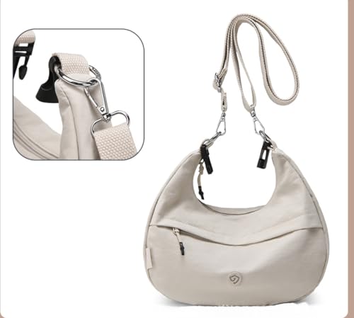 Bolso Hobo Pequeño de Nylon Negro para Mujer miniatura 7