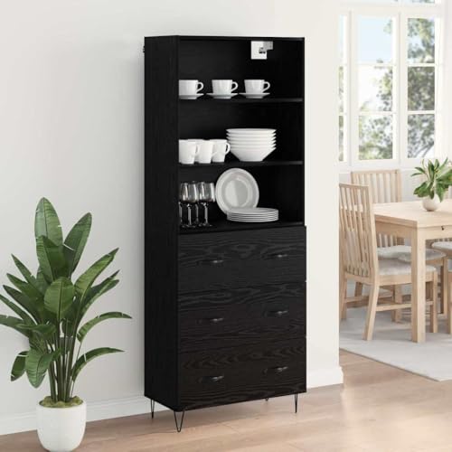 Aparador de 2 piezas aspecto roble negro moderno con mucho espacio 5