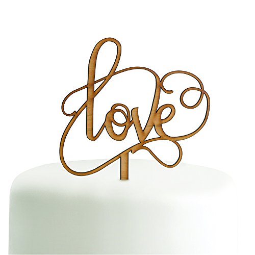 Hortense B. Hewitt Love Cake Topper, 5-Inch, Wood
