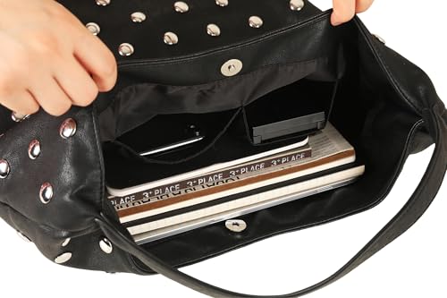 Studded Hobo Purse for Women, Leather Tote Bag Rivet Studded Shoulder Bag Punk Handbag3