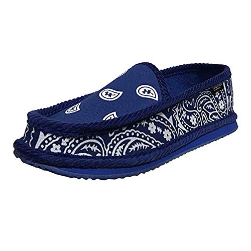 Troooper America KS-002 Bandanna Paisley Slip-On House Shoe Slippers (11, Navy/White)