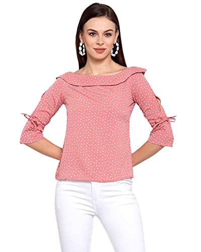 Image of Style Quotient Women Polka Printed polycrepe Smart Casual top