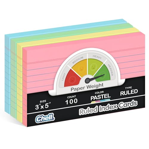 Chell Extra Heavyweight Index Cards 3x5 Inch, No Bleed-Through, 100