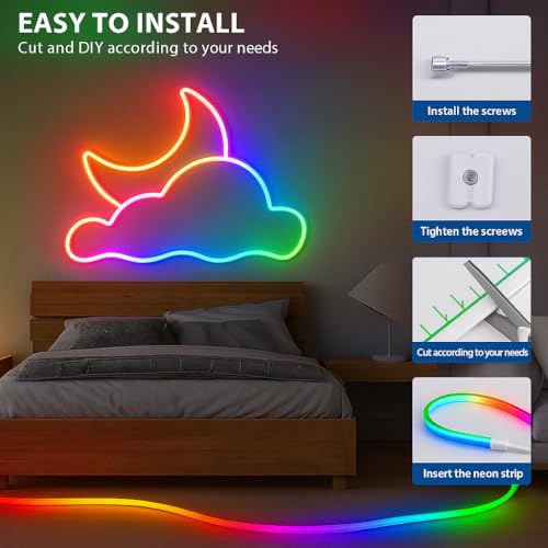 Image of RGB Neon LED Strip Light with Remote and Silicone Diffuser - Flexible Multicolor Rope Light for Home, Bedroom, Gaming Room, Party, and Decorative Lighting (5 Meter)